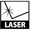 A symbol shows a diagonal laser beam with the word 'LASER' underneath. Warning of laser radiation.
