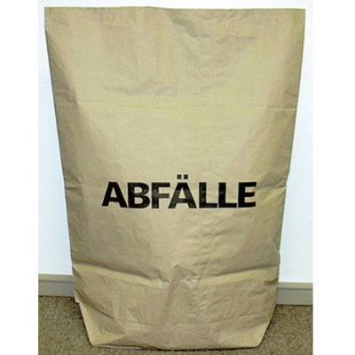 Large, brown paper waste bag with the black inscription 'RUBBISH' on the front.