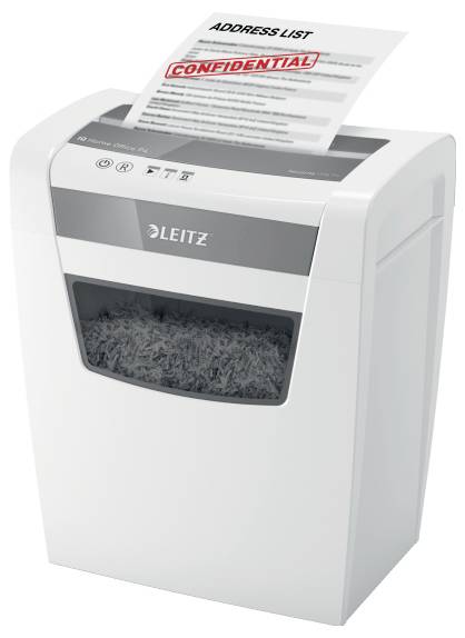 A shredder is destroying a document with 'CONFIDENTIAL' printed in red text, underneath which reads 'ADDRESS LIST'.