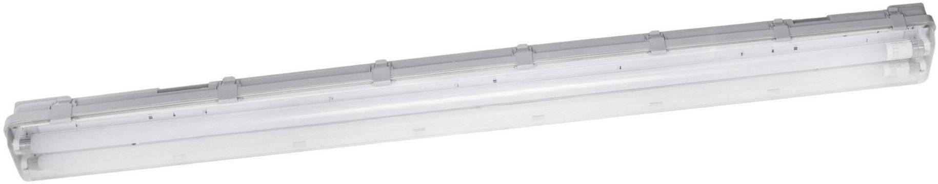 Long, rectangular LED light with a transparent casing, suitable for industrial or commercial lighting.