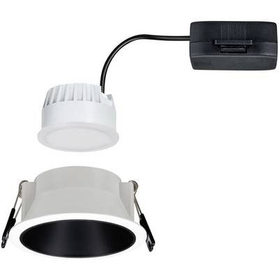 A LED ceiling recessed spotlight with a white housing and black power connection, suitable for modern interior lighting.