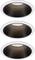Three round, black LED ceiling recessed spotlights with white trim, shown in a vertical arrangement.