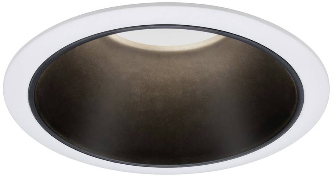 Round ceiling light with a white frame and black interior.