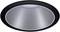Round ceiling light, silver with a black trim, suitable for a modern interior design.