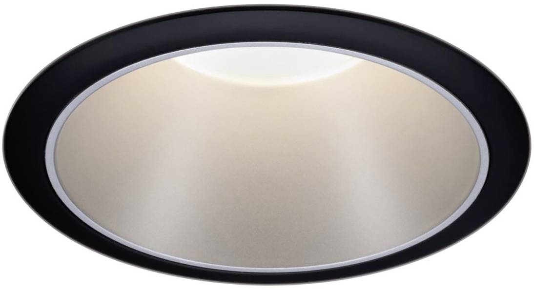 Round ceiling light with silver frame and diffused light outlet, suitable for modern interiors.