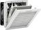 A white ventilation grille with an open filter insert reveals the fan inside.