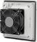 Fan unit with ventilation grille, mounted on a square plate. Used for cooling or ventilation in technical systems.