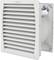 Plastic ventilation grille with parallel-arranged louvres and partially open housing, electrical cables are visible.