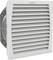 Ventilation grille in a square shape with horizontal louvres, grey, for wall or device installation.