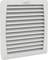 A white ventilation grille cover with horizontal louvres that provides ventilation.