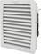 A rectangular, white ventilation grille with horizontal louvres for air circulation. Visible electrical component behind the grille.