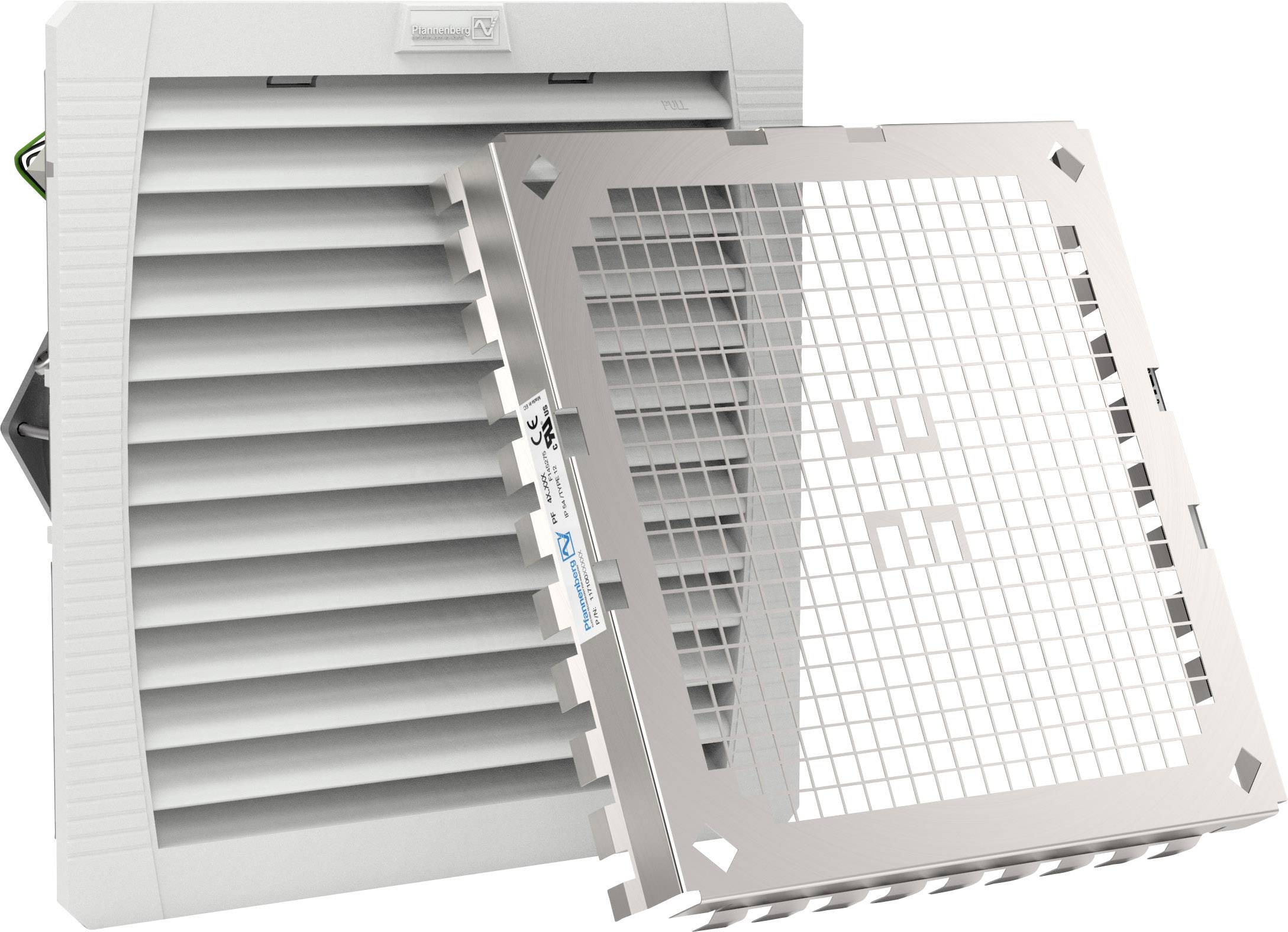 Ventilation grilles with removable protective meshes, for use in industrial environments to improve ventilation.