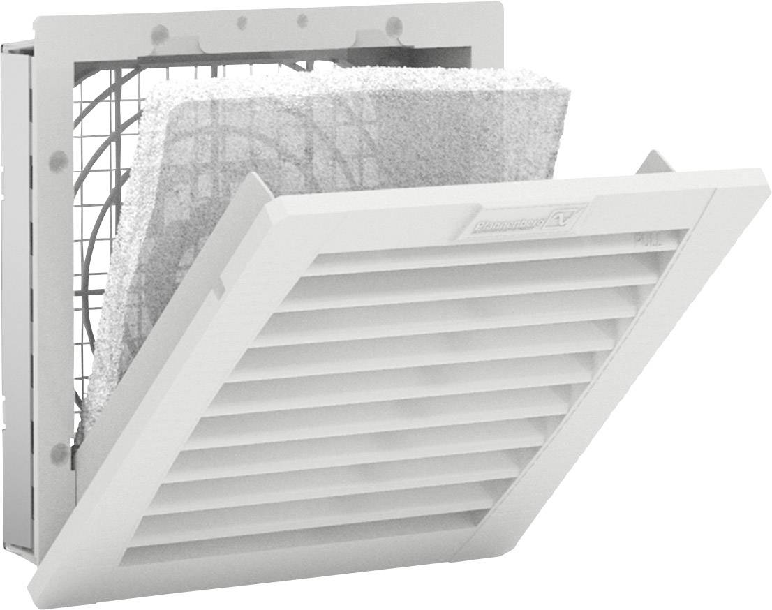 A grey ventilation filter with a removable foam pad. The grille protects the filter and allows air passage.