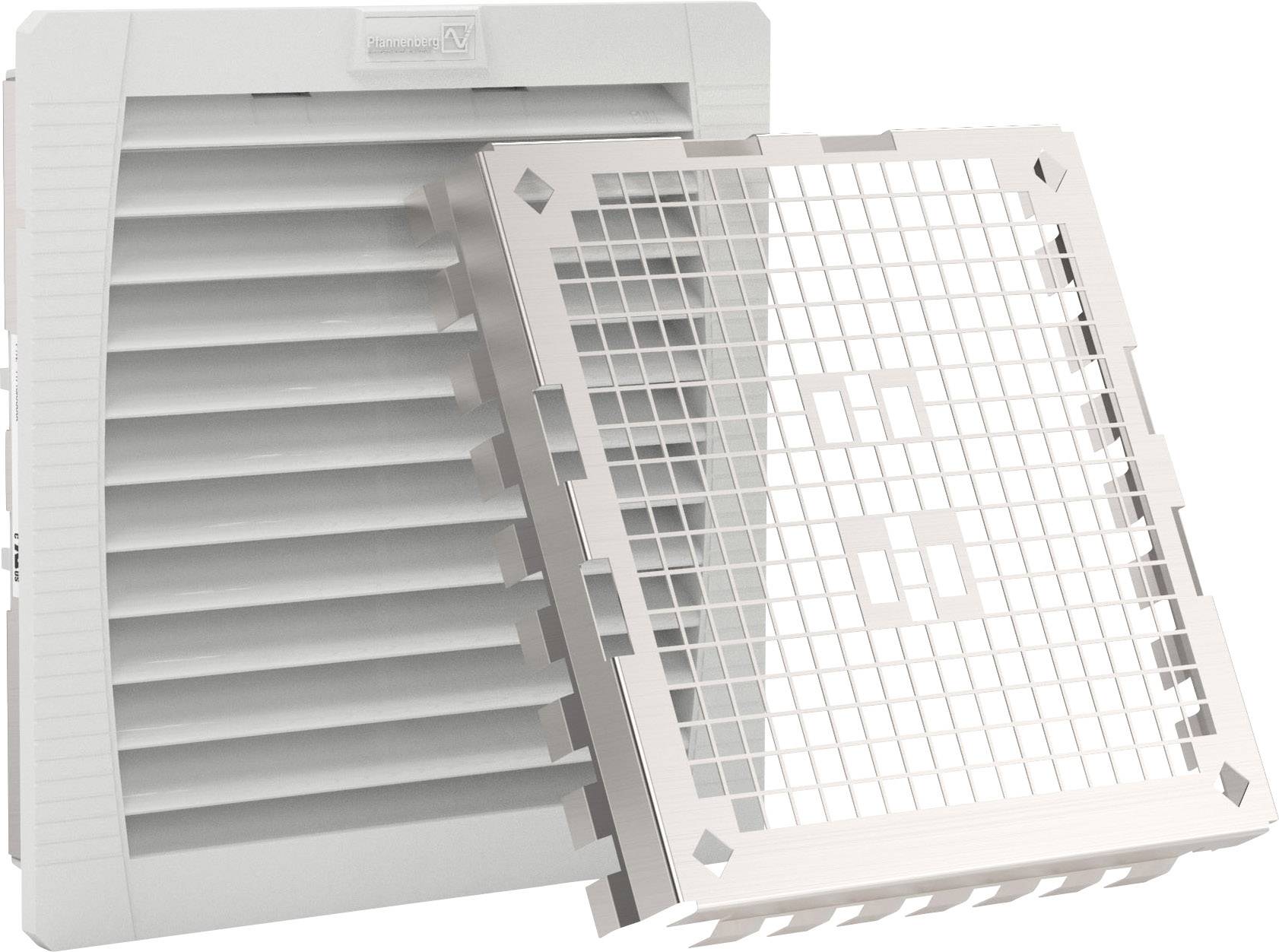 A white ventilation grille with a removable grid insert; used for ventilation and protection in technical or industrial installations.