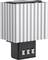 An electric fan heater with a ribbed aluminium enclosure and three plug connections on the underside. Suitable for electrical cabinet heating.