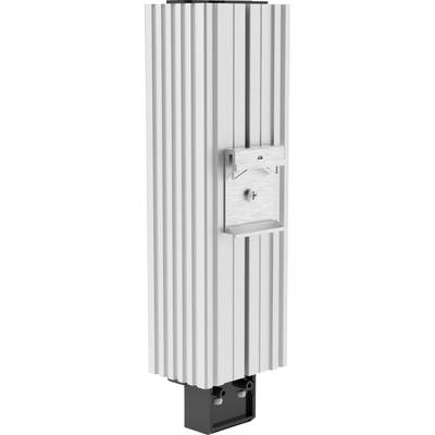 A metallic, vertical, ribbed device with a key lock and black base, possibly for control or security purposes.