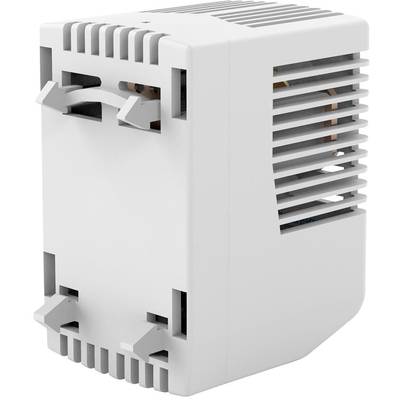 A grey plastic casing with ventilation slots and mounting brackets.