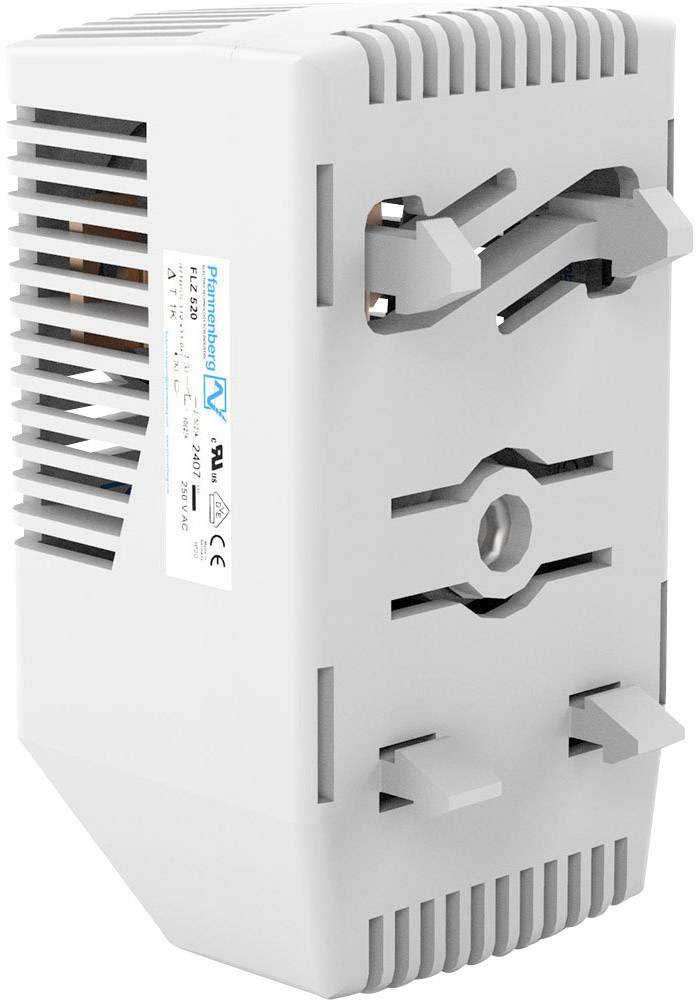 Plastic enclosure with ventilation slots for an electronic device, rectangular and grey, with wall-mounting capability.