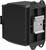 A black, rectangular electric transformer with cooling fins and mounting brackets, suitable for wall mounting.
