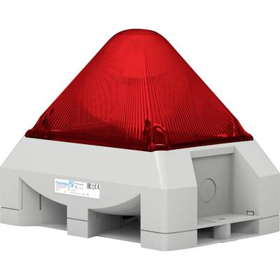 A grey, square device with a red, pyramid-shaped warning light on top. It appears to be an alarm speaker with a light signal.