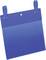 Blue plastic wall pocket organiser with two hanging loops, perfect for storing documents or papers.
