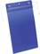 Blue hook with metal clips, likely for storing or presenting documents or posters.