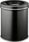 A black, cylindrical metal container with a removable lid and domed top, used for storing food or items.