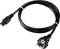 Black network cable with Schuko plug and C13 socket, primarily used for computers, printers and monitors.