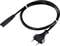Black power cable with two-pole plug and socket, suitable for electrical appliances.