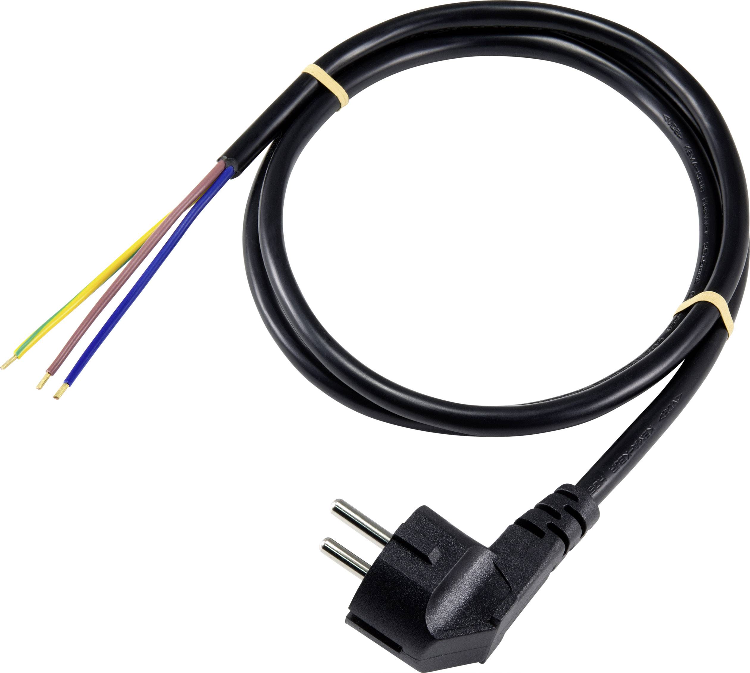 Black network cable without plug. Three exposed wires: yellow-green, blue and brown.