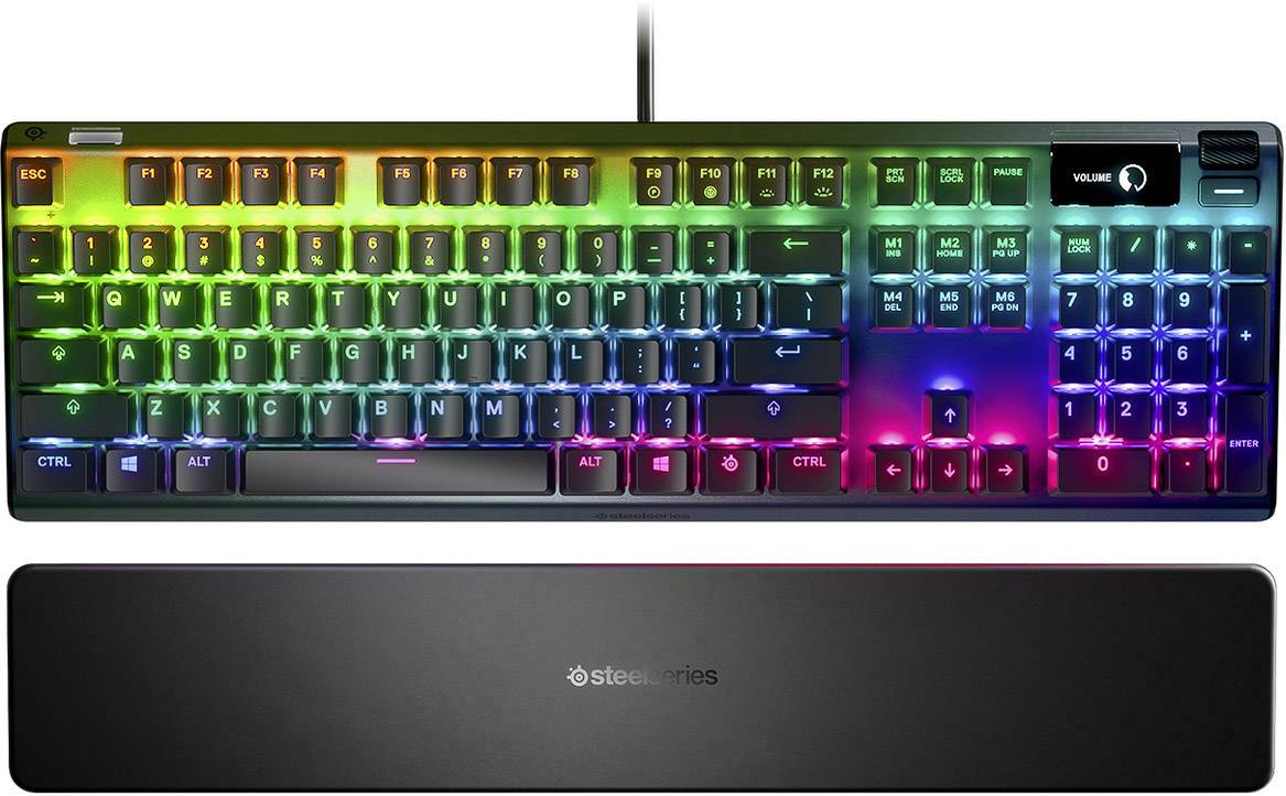 Steelseries APEX 7 BLUE SWITCH USB gaming keyboard German, QWERTZ, Windows® Black Switch: blue, Backlit, Gel wrist support mat, USB port