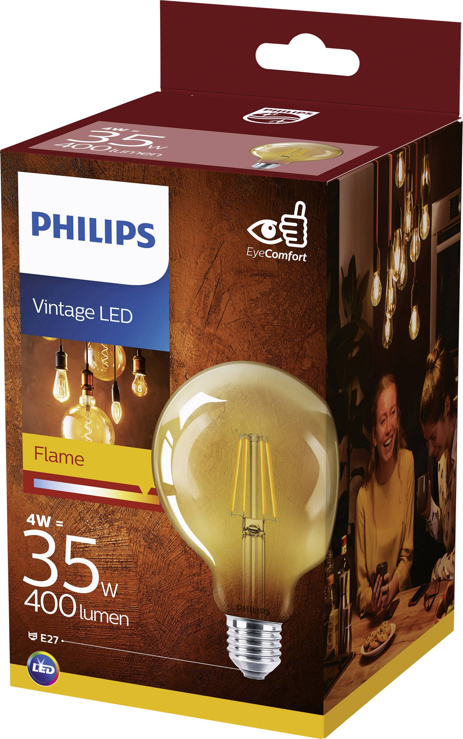 Philips 67360400 LED (monochrome) F (A - G) E-27 Globe shape 4 = 35 W Warm white (Ø x L) 9.5 cm x 14 cm not dimmab | Conrad.com
