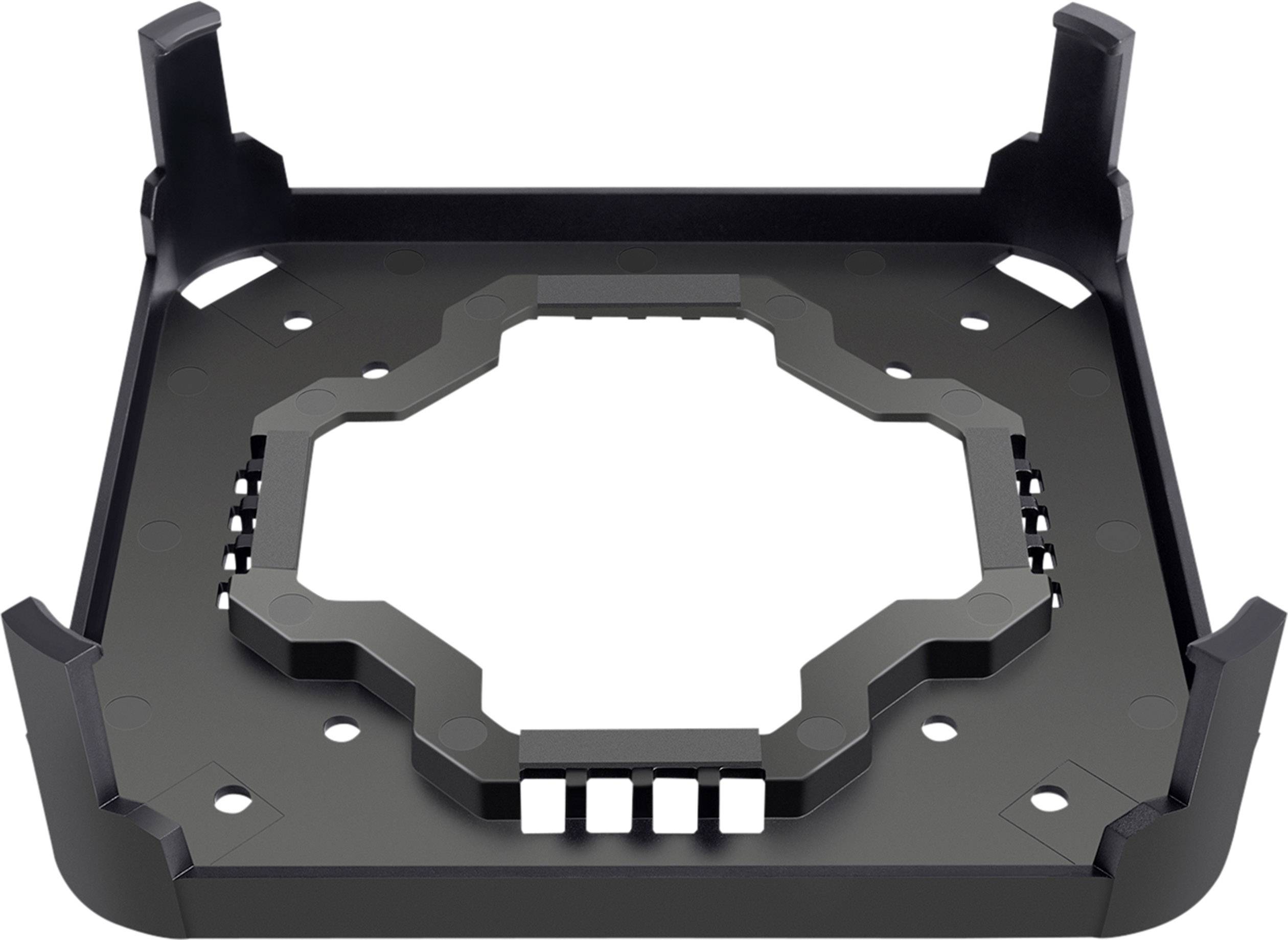 A black, square metal CPU bracket with raised corners, suitable for mounting a CPU on a motherboard.