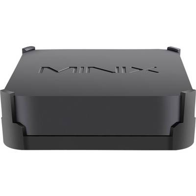 Black Minix mini-computer with a rectangular housing and a glossy logo on top, suitable for compact computing solutions.