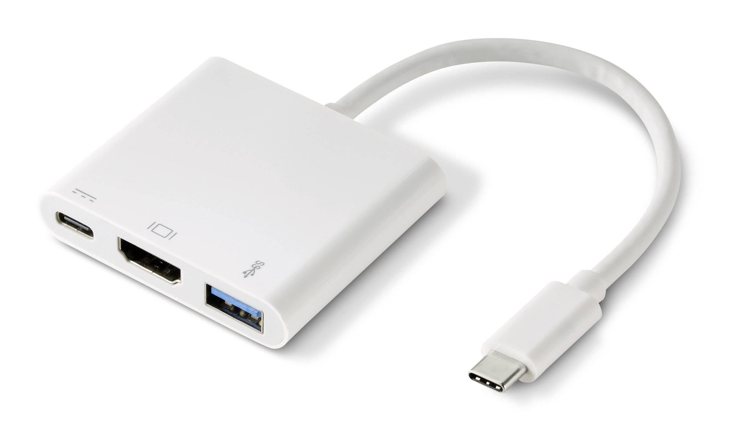 Renkforce RF-4366444 Adapter [1x USB-C® plug - 1x HDMI socket, USB 3.2 1st Gen port A (USB 3.0), USB-C® socket] White go