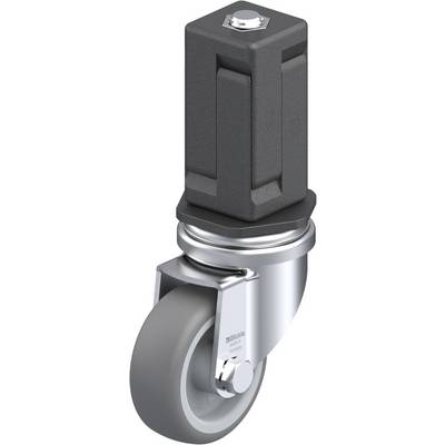 A matt black castor wheel with a ribbed mounting bracket and grey rubber tread, designed for industrial applications.