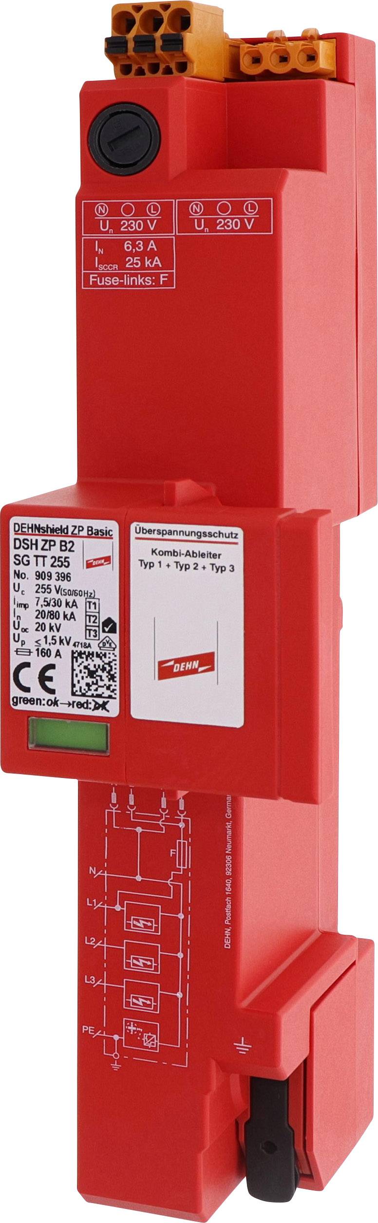 DEHN 909396 DSH ZP B2 SG TT 255 Lightning conductor Surge protection for: Switchboards 20 kA 1 pc(s)