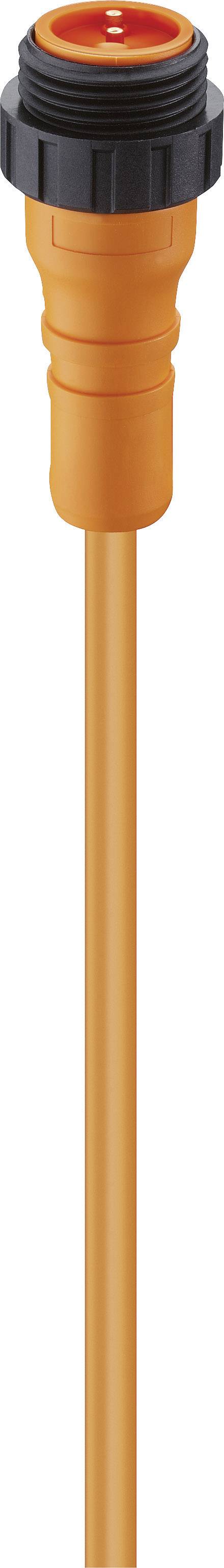 An orange connector cable with a black termination, suitable for industrial applications.