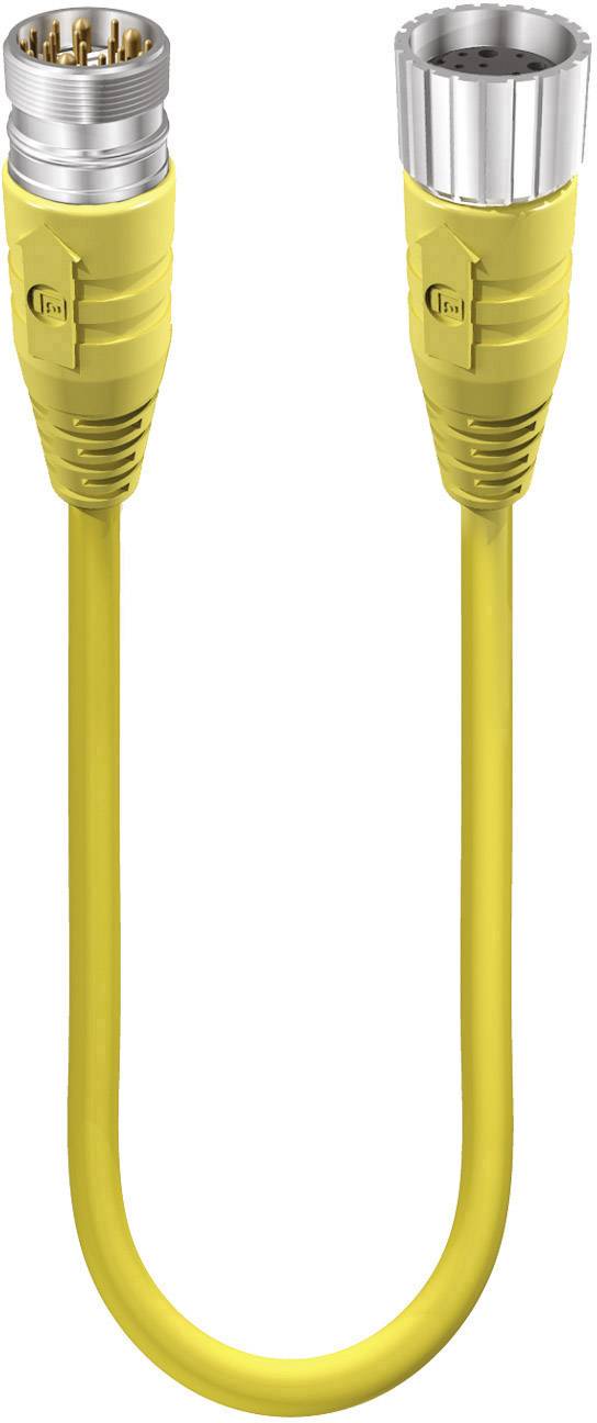 Yellow cable with two different metallic connectors at the ends, suitable for industrial applications.<br><br>Note: This appears to already be very close to British English, so minimal changes were required.