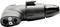 Black, rectangular bicycle pump adapter with two screws and valve holes.