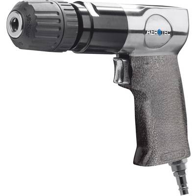 A silver and black pneumatic drill driver with a non-slip grip, featuring a chuck at the front for drill bits.
