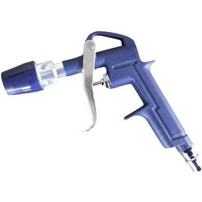 A blue compressed air blow gun with a metal lever and a silver nozzle connection, most likely for cleaning purposes.