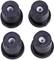 Four black rubber buffers, each arranged in a square grid and viewed from above.