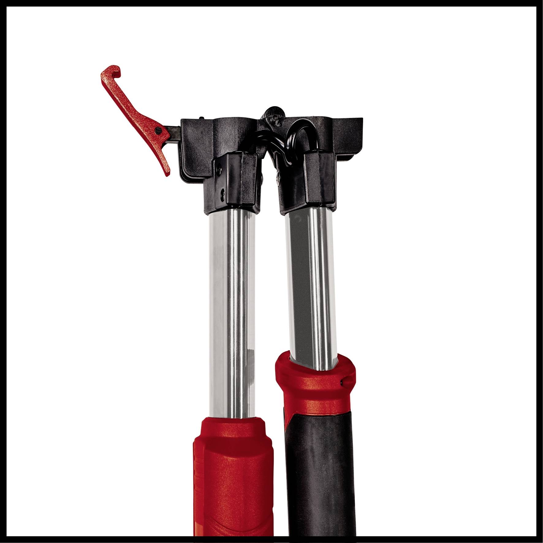 An adjustable metal stamp with a red lever for height adjustment, suitable for construction or DIY projects.