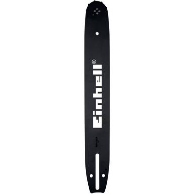 Black guide rail for an Einhell chainsaw, elongated and marked with white 'Einhell' lettering.