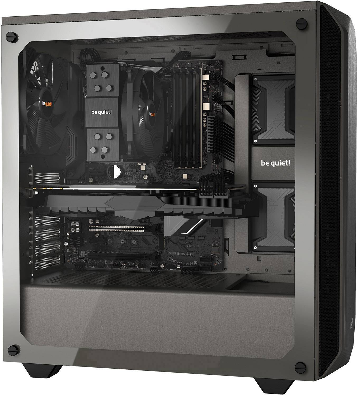 BeQuiet Pure Base 500 Windows Midi tower PC casing, Game console casing Metallic, Grey 2 built-in fans, Window, Dust fil-4