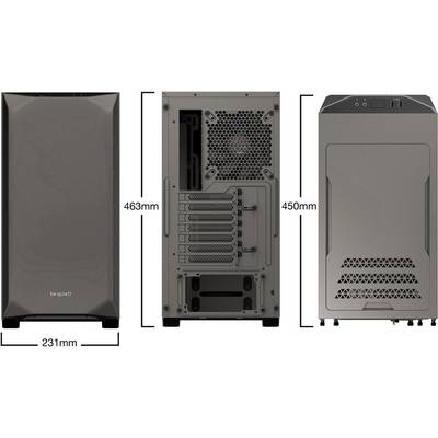 BeQuiet Pure Base 500 Windows Midi tower PC casing, Game console casing Metallic, Grey 2 built-in fans, Window, Dust fil-7
