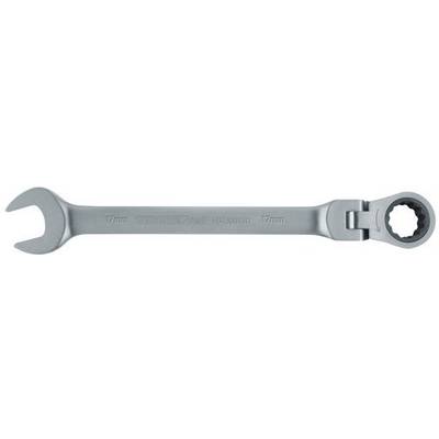 Grey metal combination spanner with 7 mm size, open-end on the left and ring end on the right. Suitable for mechanical work.