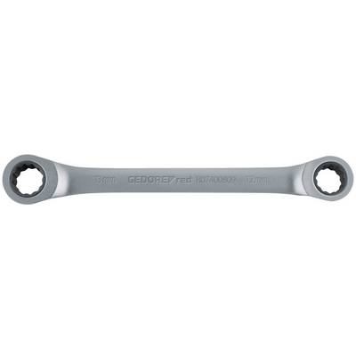A double-ended ratchet spanner with a ratchet mechanism, 12mm on the right and 13mm on the left, used for tightening or loosening screws and nuts.