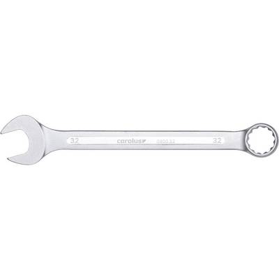 A silver spanner with an open-ended and ring-ended side, engraved with the number '32' and the brand 'Carolus'.